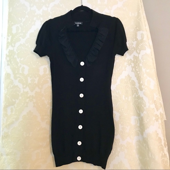 bebe Dresses & Skirts - Black dress w/ white buttons -cute & classy Size M